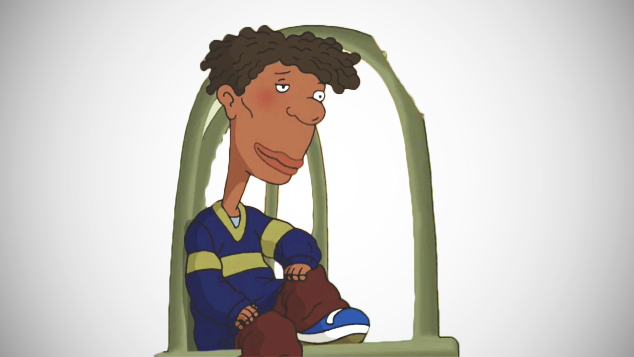 Darren Patterson is the cartoon character with short thick hair