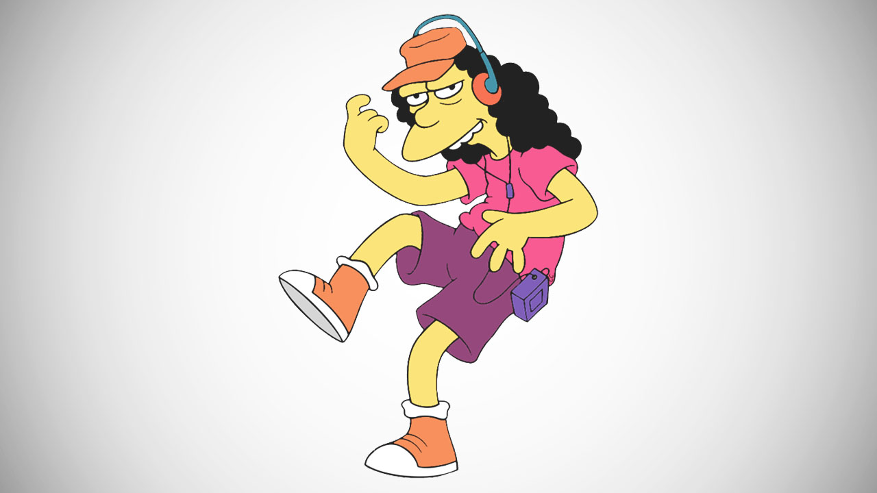 Otto Mann from the show The Simpsons has long black curly hair