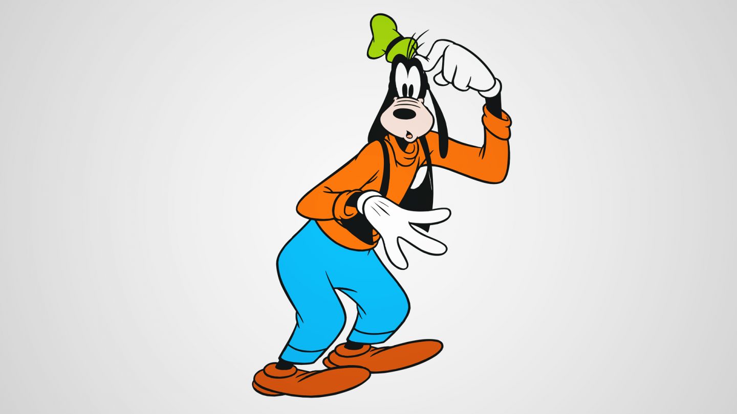 Goofy Disney character thinking