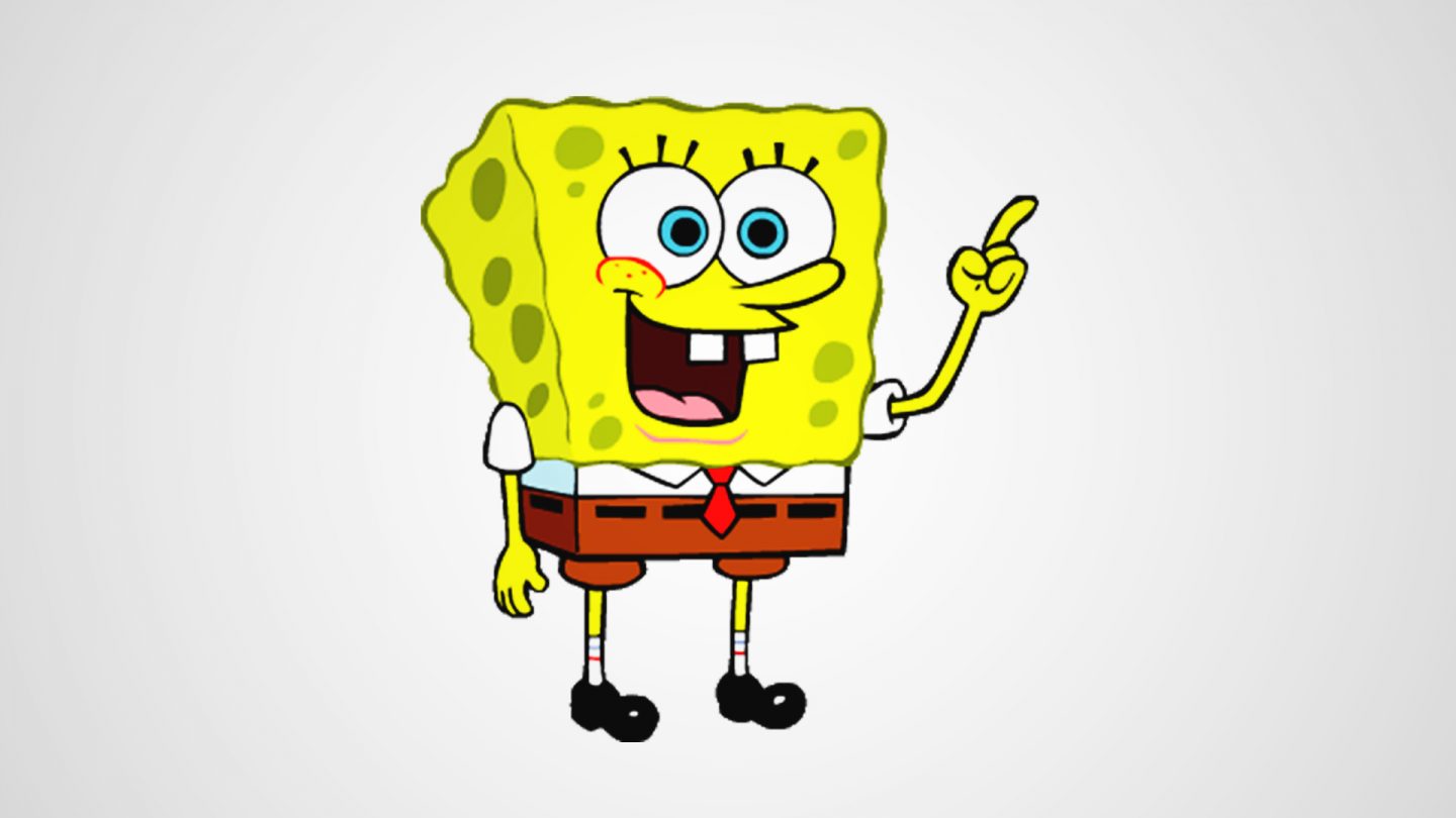SpongeBob SquarePants cartoon character smiling with his two teeth